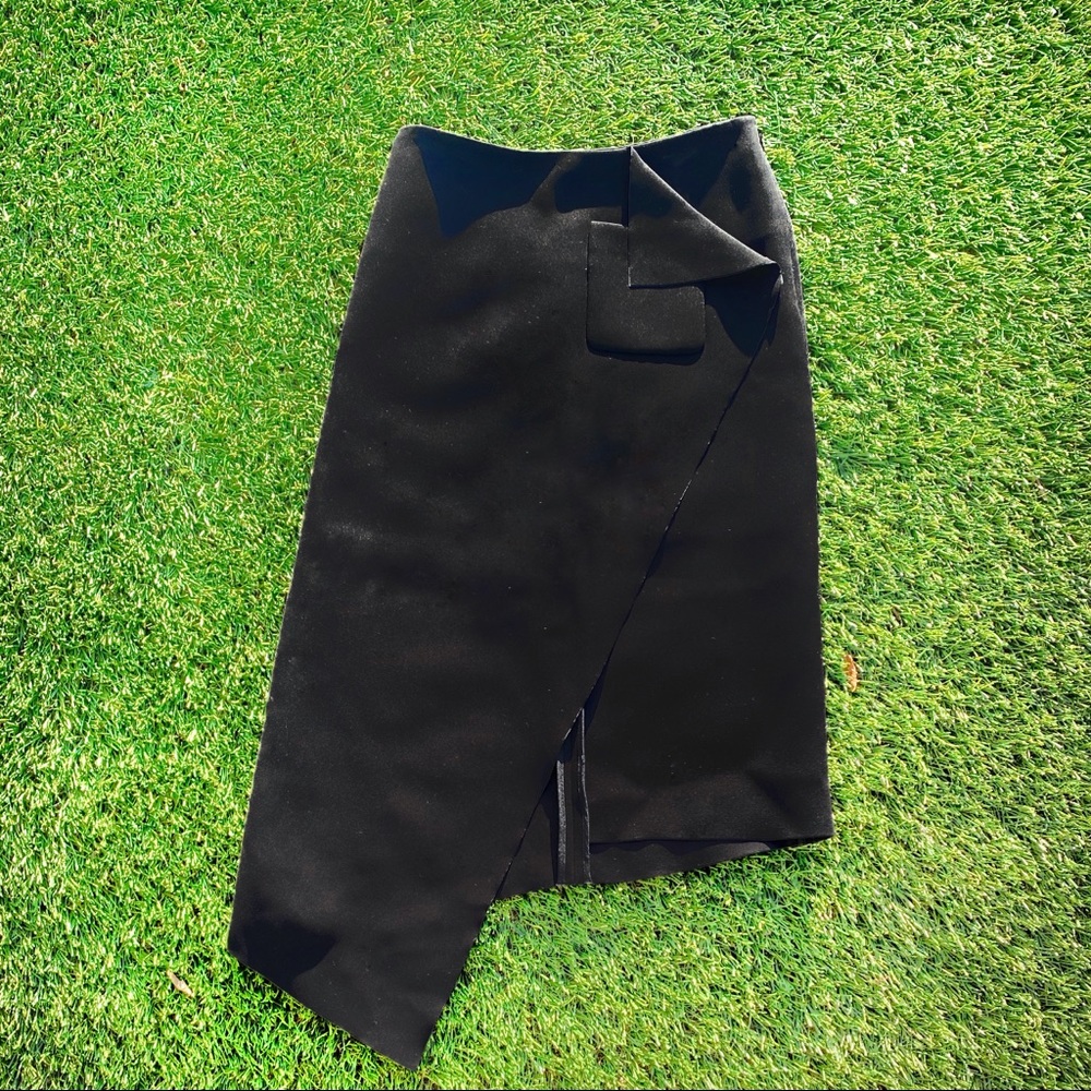 Balenciaga Black Assymetric Bonded- Crepe Skirt